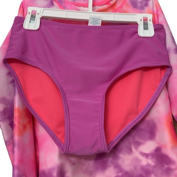 Thereabouts Girls' Pink Tie-Dye Rash Guard 2 Piece Bathing Suit Set - Picture 3 of 11